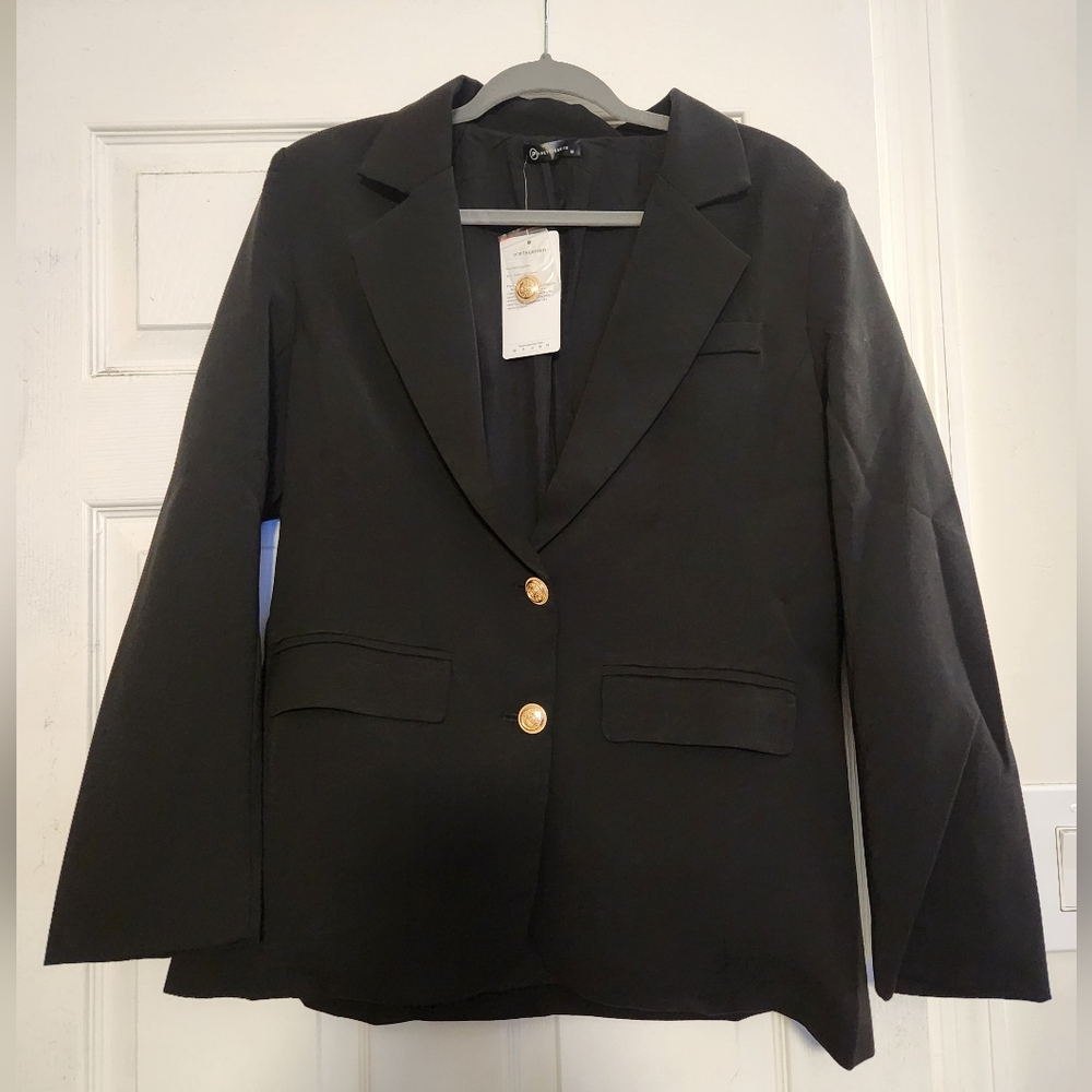 Women's Pretty Garden brand Black Blazer with Gold Buttons